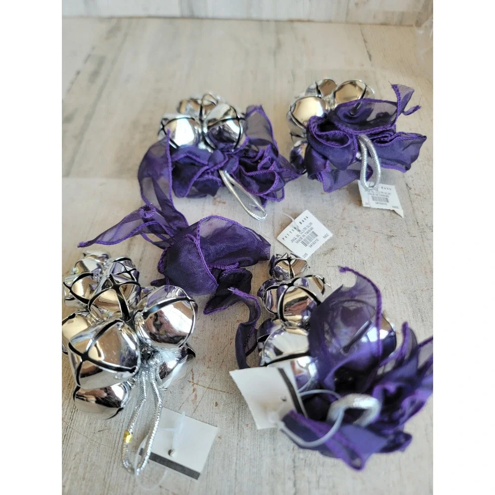 Pottery Barn RARE jingle bell cluster set Xmas ornament grapevine metal unique
